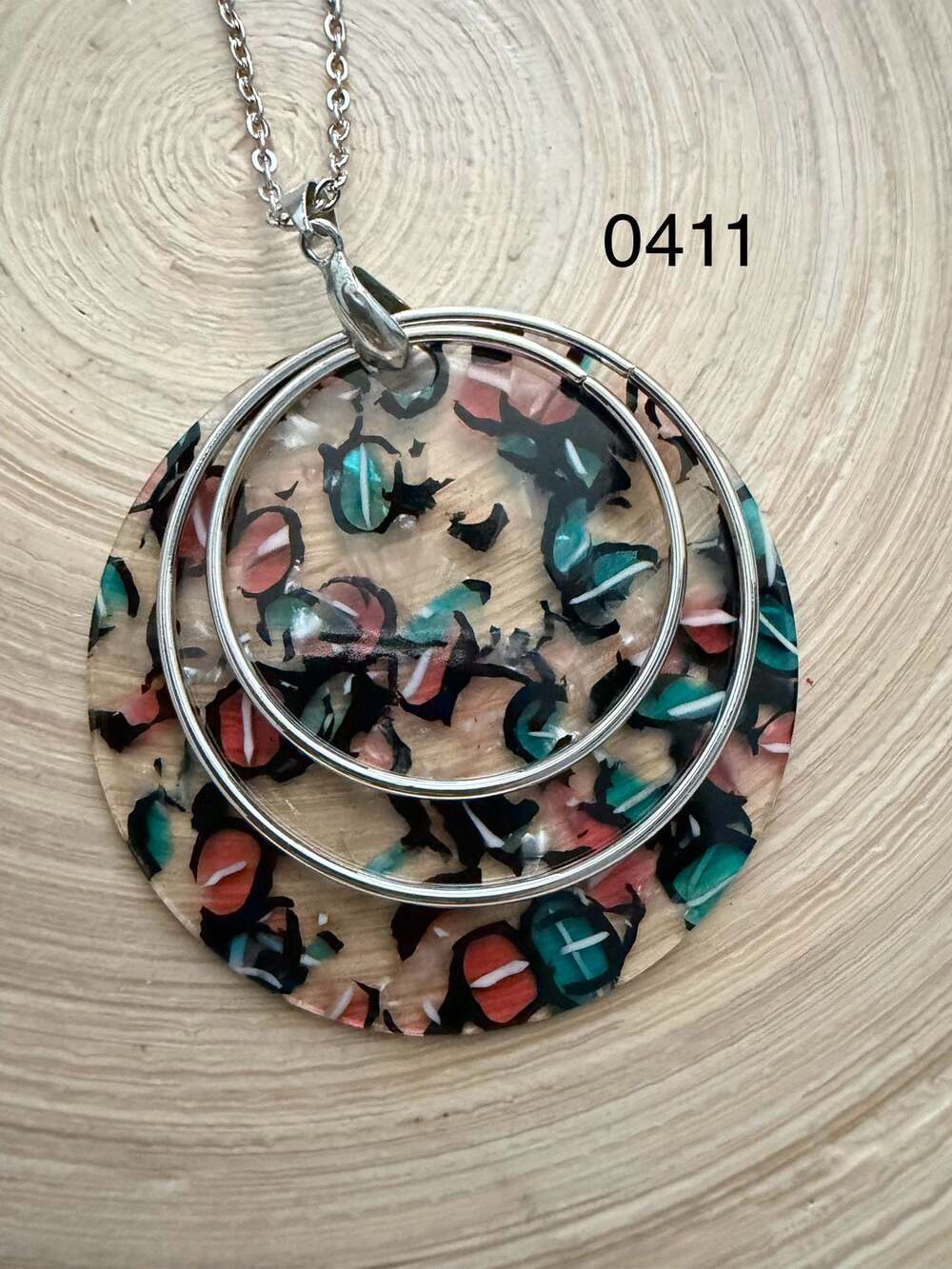0411 Paparazzi Multi Acrylic Circle Necklace and Earring Set